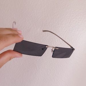 Rectangle Sunnies in Black and Silver